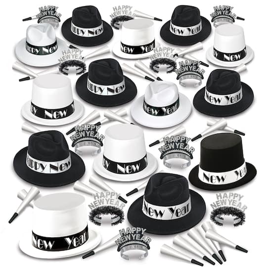 Beistle Black & White New Year Roaring 20's Deluxe Party Favor Kit for 100